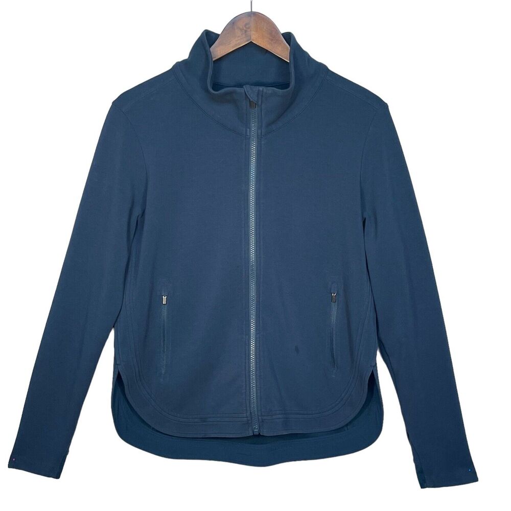 Athleta Interval Jacket Women Size M Blue‎ Full Zip Long Sleeve Zip Pockets